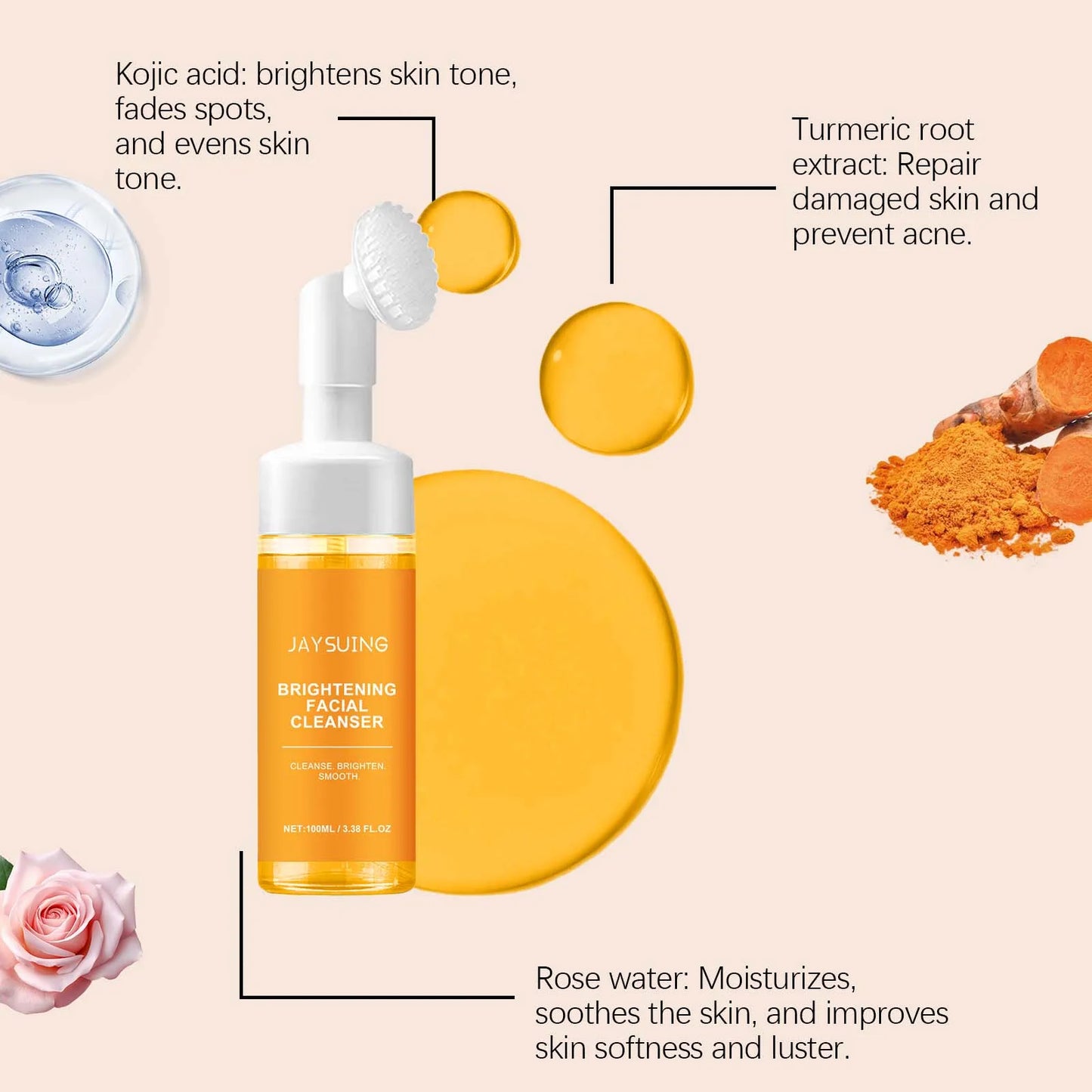 🌟 Jaysuing Nettoyant Visage au Curcuma