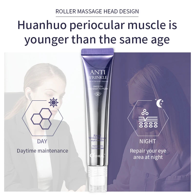 🌟 O'CHEAL Crème Contour des Yeux – Roller Massage